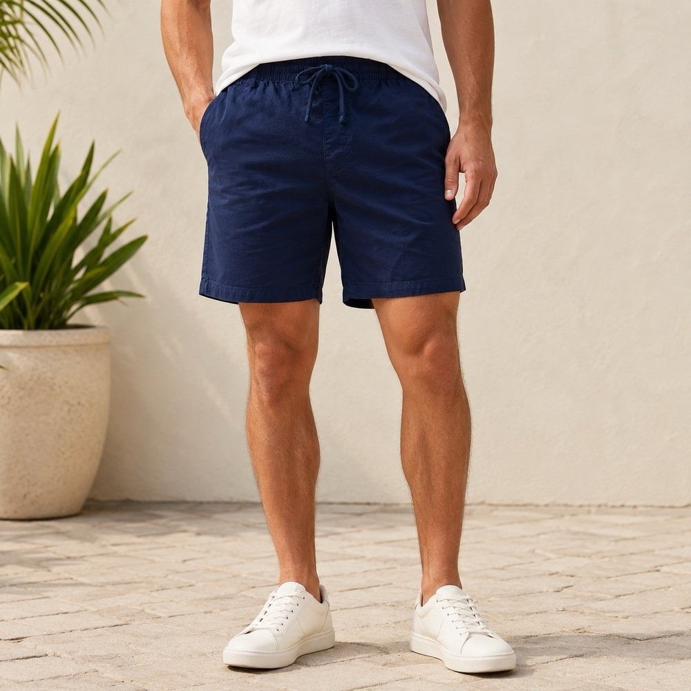 NWT SONOMA Everyday Pull-On Shorts XL Navy Blue 7" Inseam Chino Stretch NEW